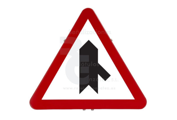 Señal de Código de Acero (P-01c) Intersección con prioridad sobre incorporación por la derecha