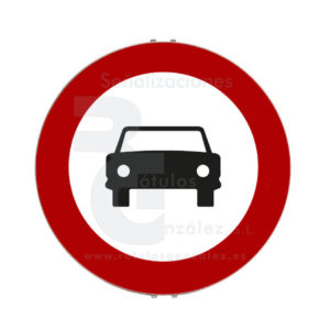 Señal de Código de Acero (R-103) Entrada prohibida a vehículos de motor, excepto motociclos de dos ruedas
