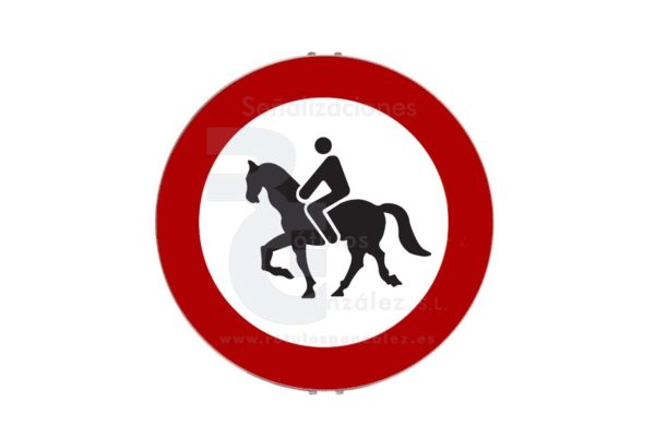 Señal de Código de Acero (R-117) Entrada prohibida a animales de montura