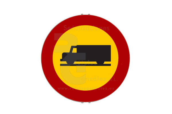 Señal de Código de Acero Obras (TR-106) Entrada prohibida a vehículos destinados al transporte de mercancías