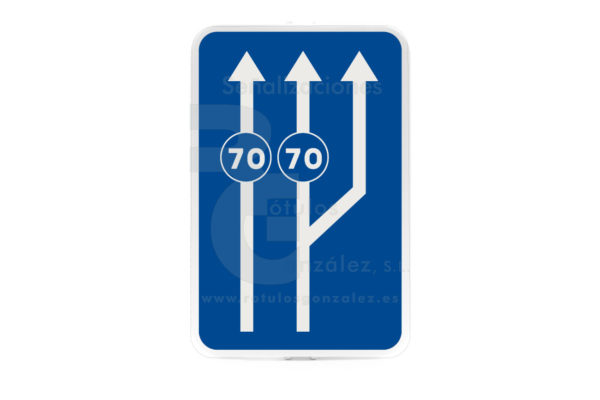Señal de Código de Acero (S-50c) Carriles reservados para tráfico en función de la velocidad señalizada