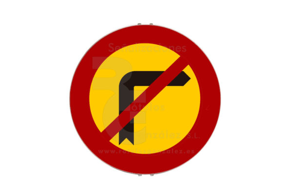 Señal de Código de Acero Obras (TR-302) Giro a la derecha prohibido