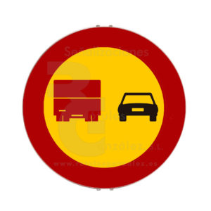 Señal de Código de Acero Obras (TR-306) Adelantamiento prohibido a camiones