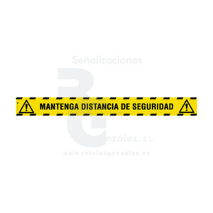 Tira adhesiva antideslizante para suelo 100×10 cm.MANTENGA DISTANCIA DE SEGURIDAD. AMARILLO