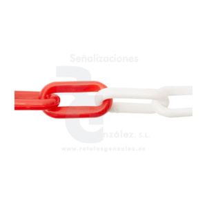 CADENA DE PLASTICO ROJA Y BLANCA