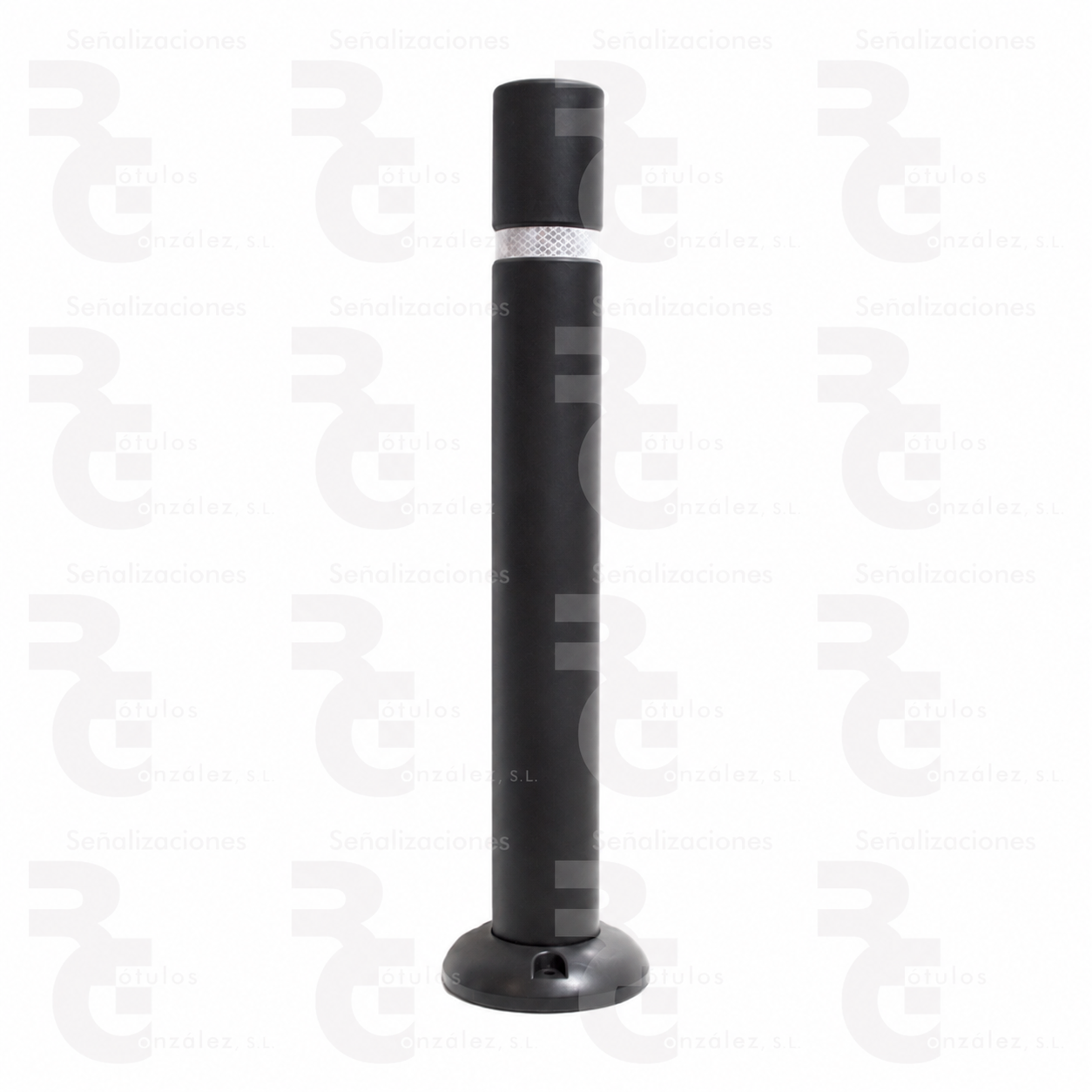 Bolardo flexible de TPU con banda reflectante · Con peana atornillable