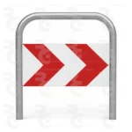 Horquilla contenedor en tubo acero galvanizado Ø 60 mm con panel reflectante clase RA1