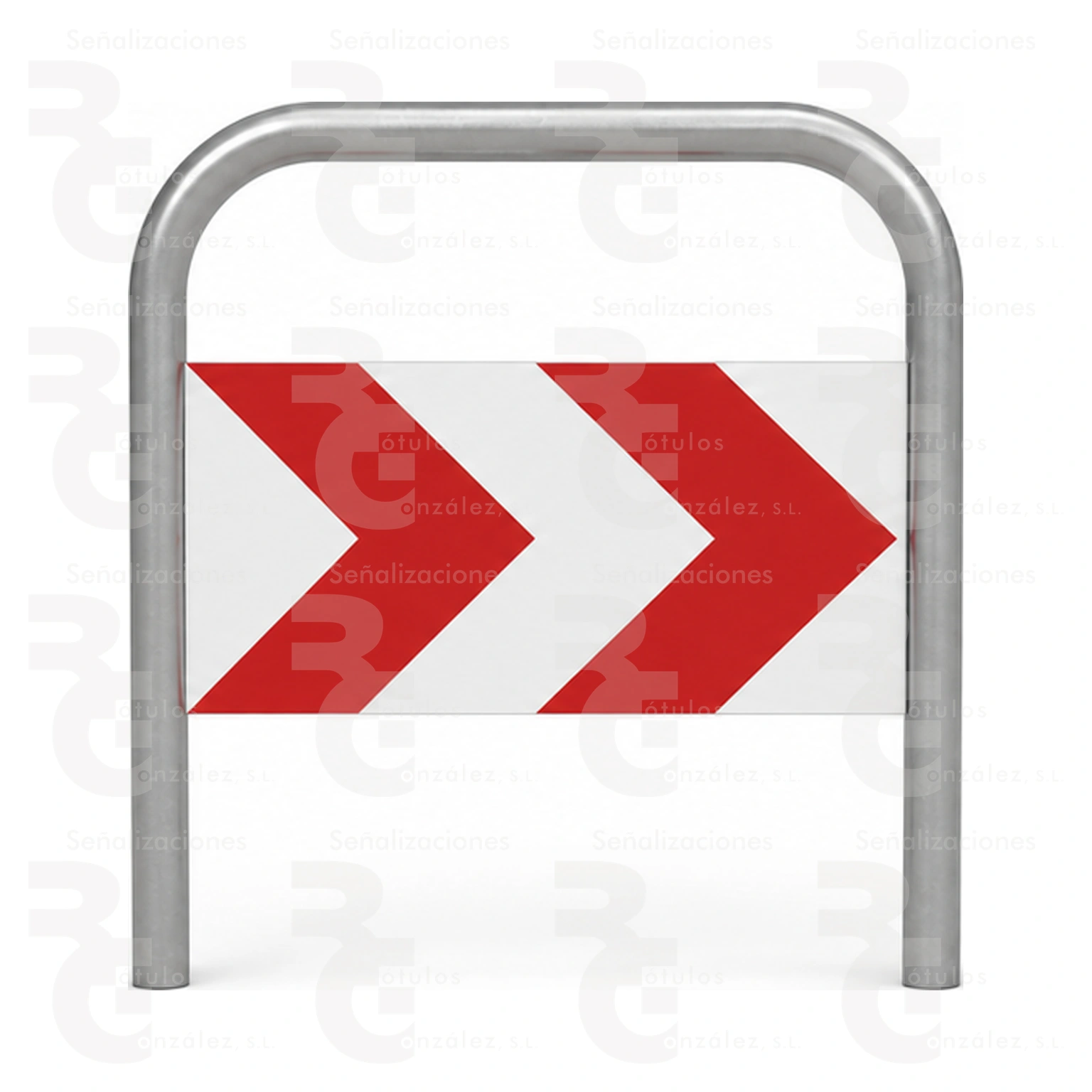 horquilla-contenedor-derecha-4040001-intermedia-rg Horquilla contenedor en tubo acero galvanizado Ø 60 mm con panel reflectante clase RA1 - Imagen 1
