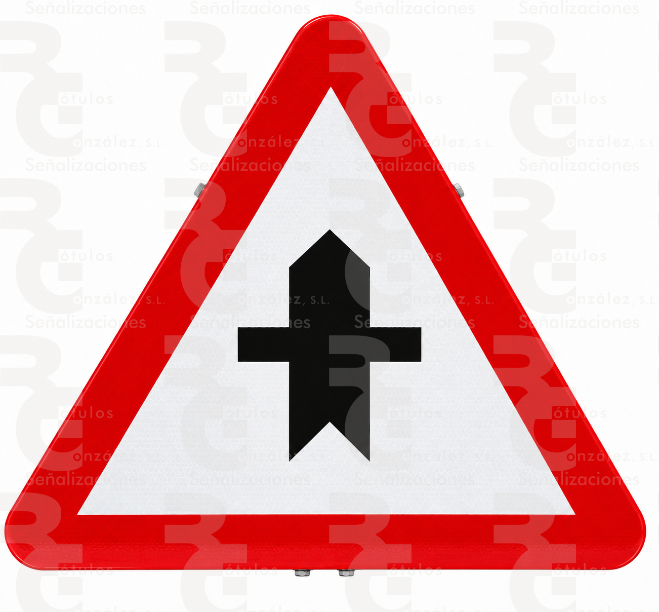 P-1 · Acero MOPU CE Señal P-1 de intersección con prioridad en acero MOPU CE, vista frontal.
