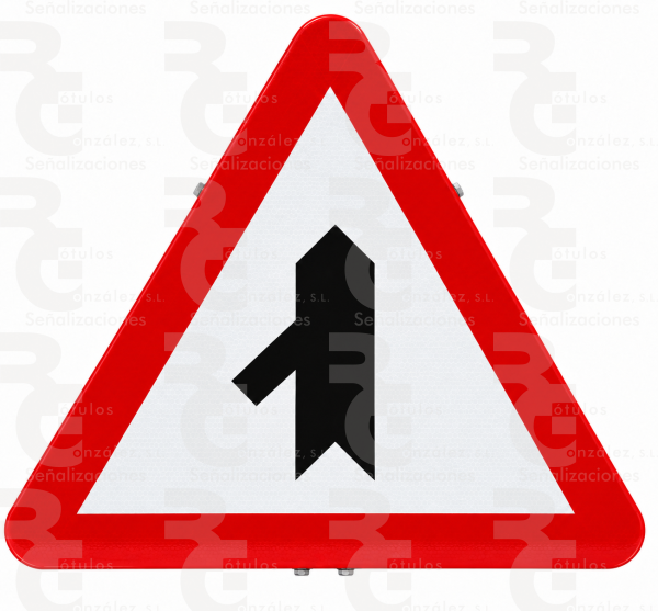 Señal P-1D de advertencia de peligro en acero mopu ce, vista frontal.