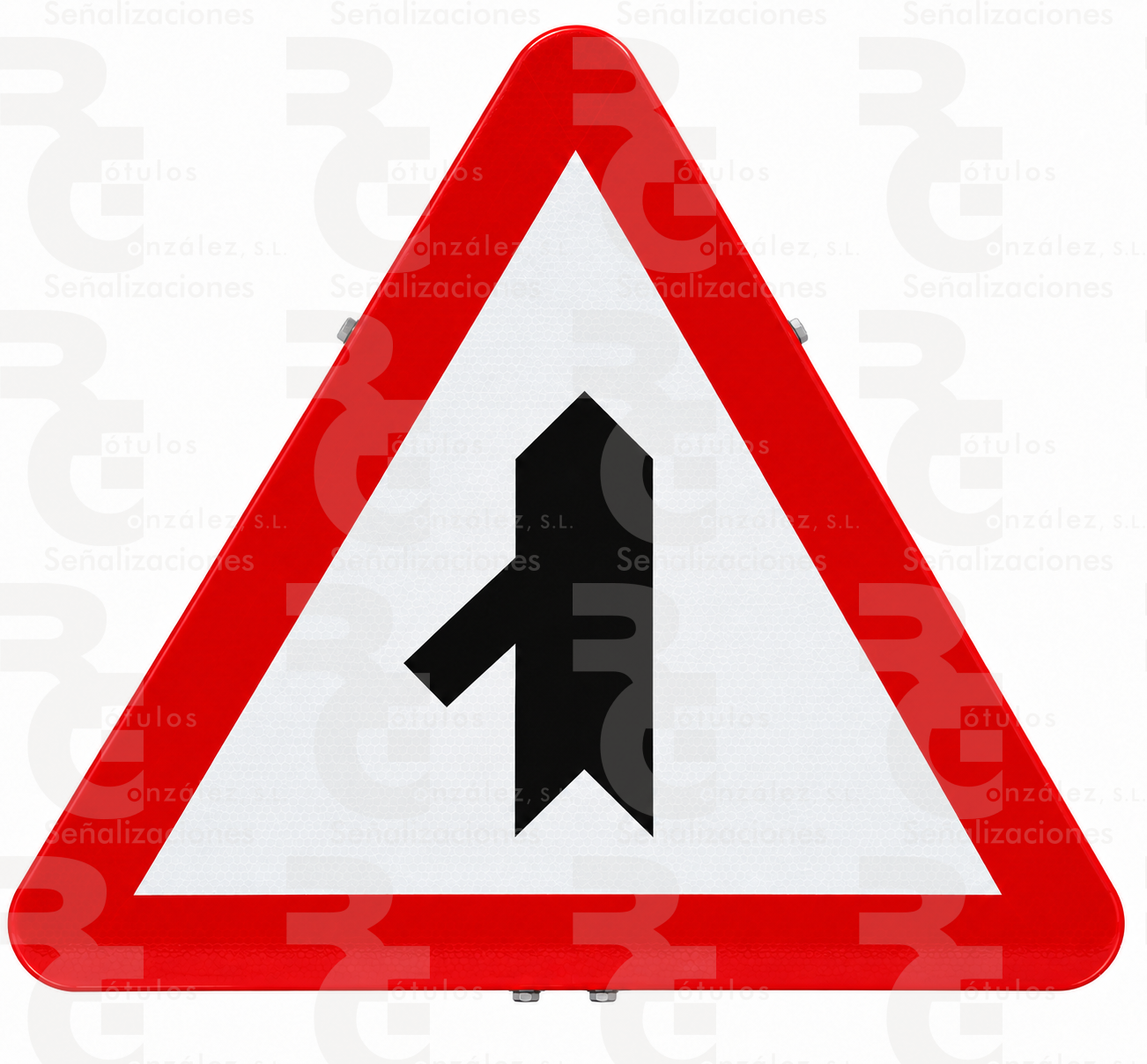 P-1D · Acero MOPU CE Señal P-1D de advertencia de peligro en acero mopu ce, vista frontal.