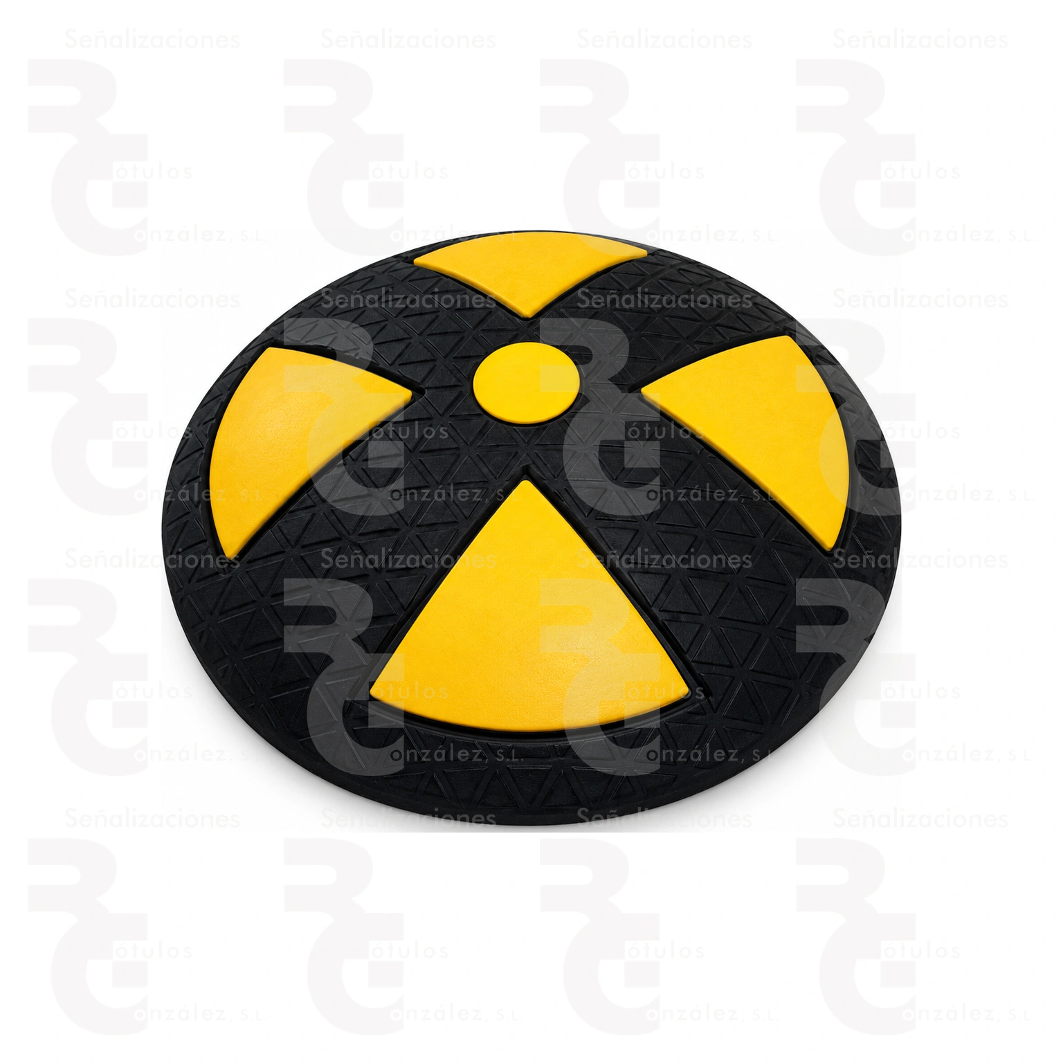 reductor-lenticular-caucho-22x4-4070003-rg Reductor de velocidad lenticular de caucho Ø 22 × 4 cm · Bandas amarillas - Imagen 1
