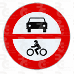 R-102 · Entrada prohibida a vehículos de motor · Acero MOPU CE