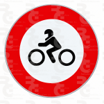 R-104 · Entrada prohibida a motocicletas · Aluminio CE