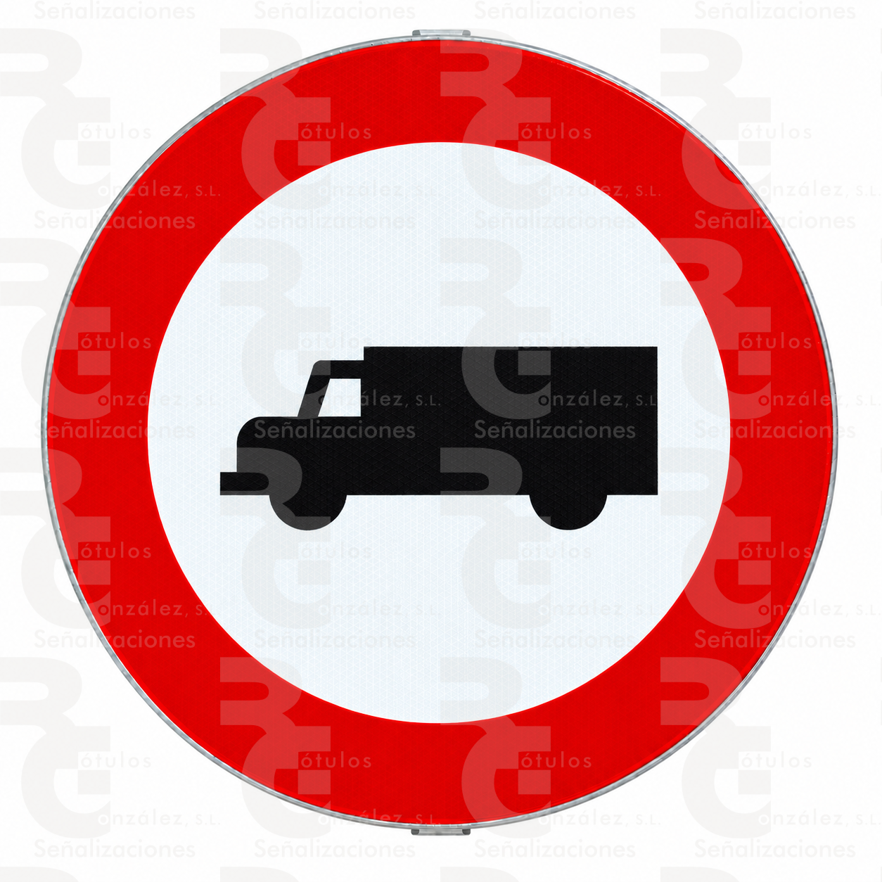 rg-montaje-r-106-mopu-2026 R-106 · Entrada prohibida a vehículos destinados al transporte de mercancías · Acero MOPU CE - Imagen 1