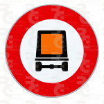 R-108 · Entrada prohibida a vehículos que transporten mercancías peligrosas · Aluminio CE
