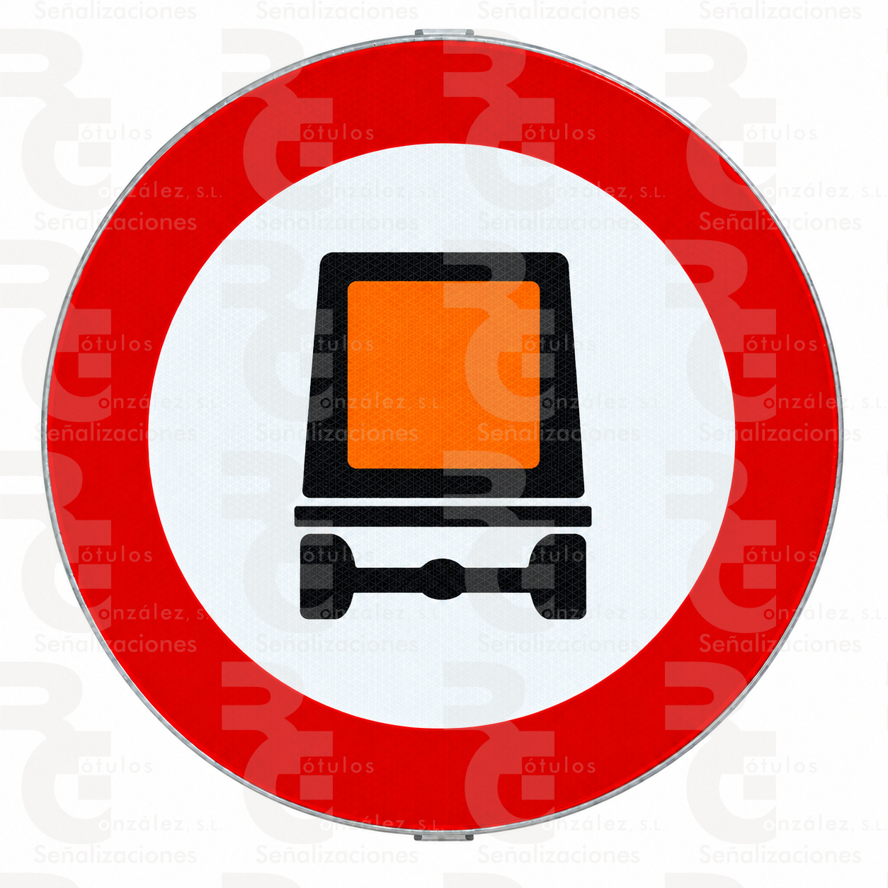 rg-montaje-r-108-mopu-2026 R-108 · Entrada prohibida a vehículos que transporten mercancías peligrosas · Acero MOPU CE - Imagen 1