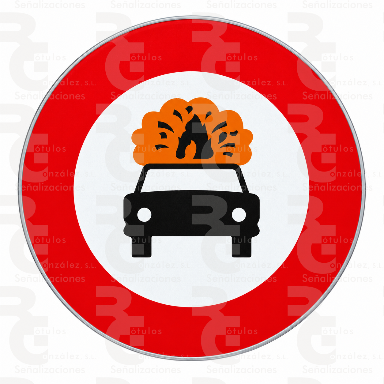 rg-montaje-r-109-alu-2026 R-109 · Entrada prohibida a vehículos que transporten mercancías explosivas o inflamables · Aluminio CE - Imagen 1