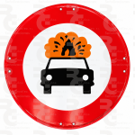 R-109 · Entrada prohibida a vehículos que transporten mercancías explosivas o inflamables · Económica