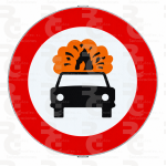 R-109 · Entrada prohibida a vehículos que transporten mercancías explosivas o inflamables · Acero MOPU CE