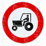 R-111 · Entrada prohibida a vehículos agrícolas de motor · Acero MOPU CE