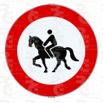 R-117 · Entrada prohibida a animales de montura · Acero MOPU CE