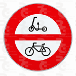 R-119 · Entrada prohibida a ciclos y vehículos de movilidad personal · Aluminio CE