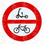 R-119 · Entrada prohibida a ciclos y vehículos de movilidad personal · Acero MOPU CE