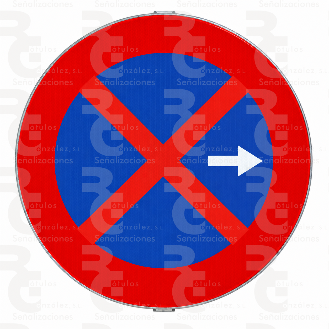 rg-montaje-r-307b-mopu-2026 R-307b · Parada y estacionamiento prohibido hacia la derecha · Acero MOPU CE - Imagen 1