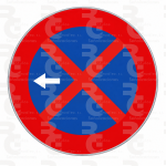 R-307c · Parada y estacionamiento prohibido hacia la izquierda · Aluminio CE