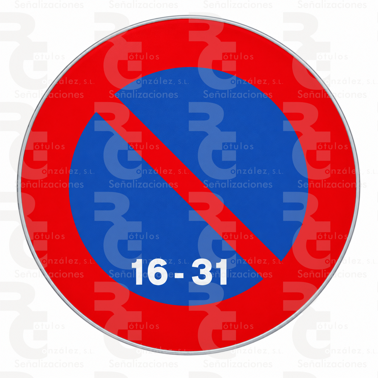 rg-montaje-r-308d-alu-2026 R-308d · Estacionamiento prohibido la segunda quincena · Aluminio CE - Imagen 1