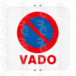 R-308e · Estacionamiento prohibido en vado · Acero MOPU CE