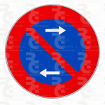 R-308f · Estacionamiento prohibido hacia ambos lados · Aluminio CE