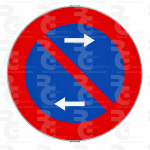 R-308f · Estacionamiento prohibido hacia ambos lados · Acero MOPU CE