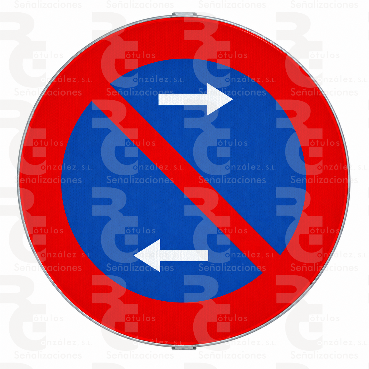 rg-montaje-r-308f-mopu-2026 R-308f · Estacionamiento prohibido hacia ambos lados · Acero MOPU CE - Imagen 1