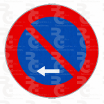 R-308h · Estacionamiento prohibido hacia la izquierda · Acero MOPU CE