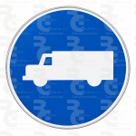 R-406 · Calzada obligatoria para camiones, tractocamiones y furgones o furgonetas · Aluminio CE