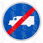 R-509 · Fin de calzada obligatoria para camiones, tractocamiones y furgones o furgonetas · Aluminio CE